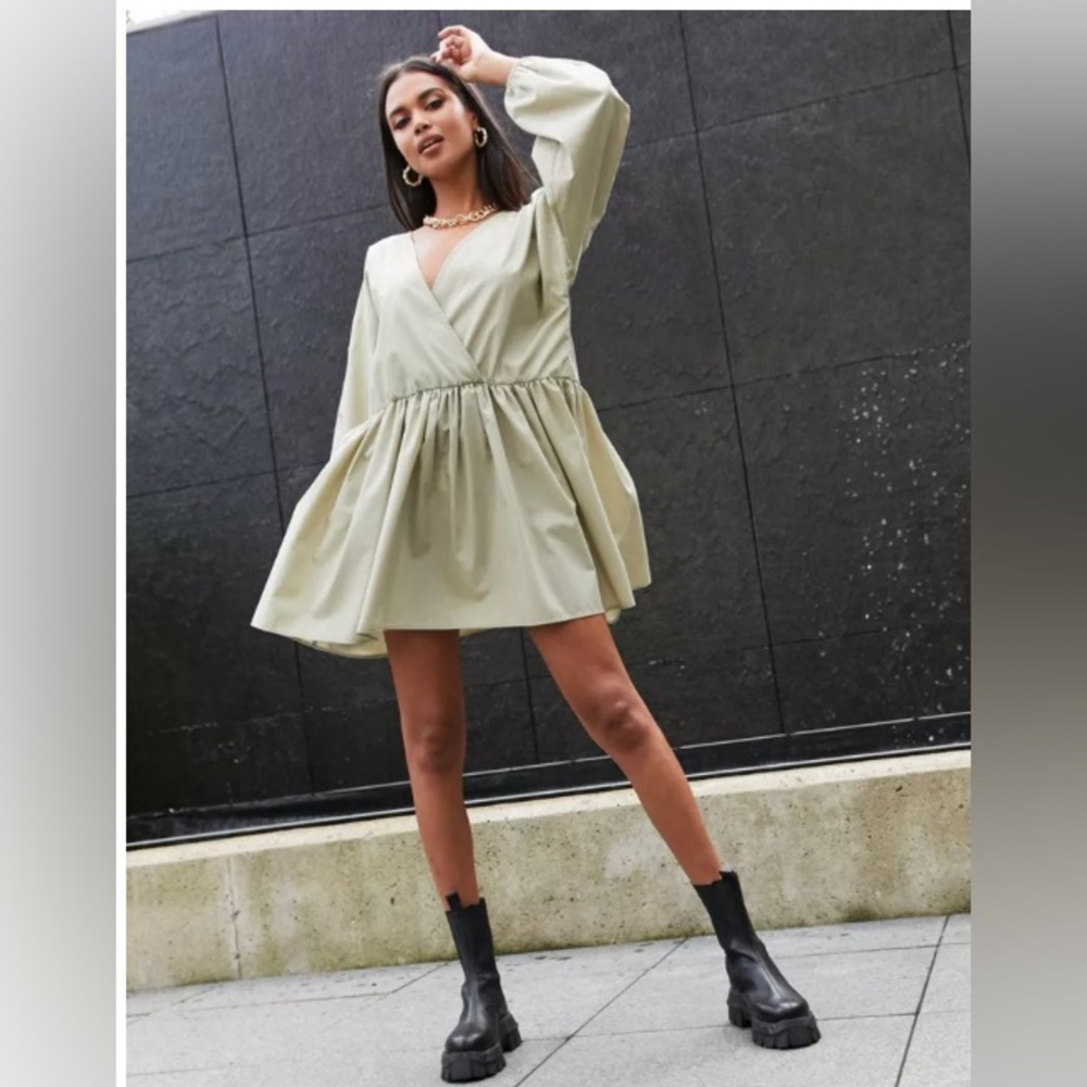 ASOS Casual Cotton Poplin Wrap Front Mini Dress